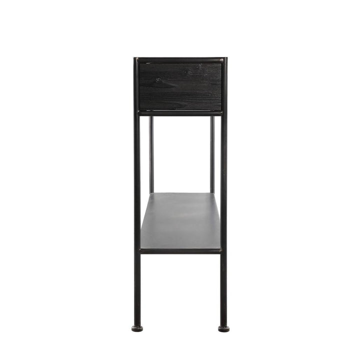 Bijzettafels Bijzettafel Ray Zwart Houten Sidetable Metaal Frame 2 Drawer-Bijzettafels-PTMD