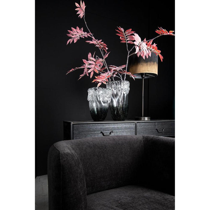 Bijzettafels Bijzettafel Ray Zwart Houten Sidetable Metaal Frame 2 Drawer-Bijzettafels-PTMD