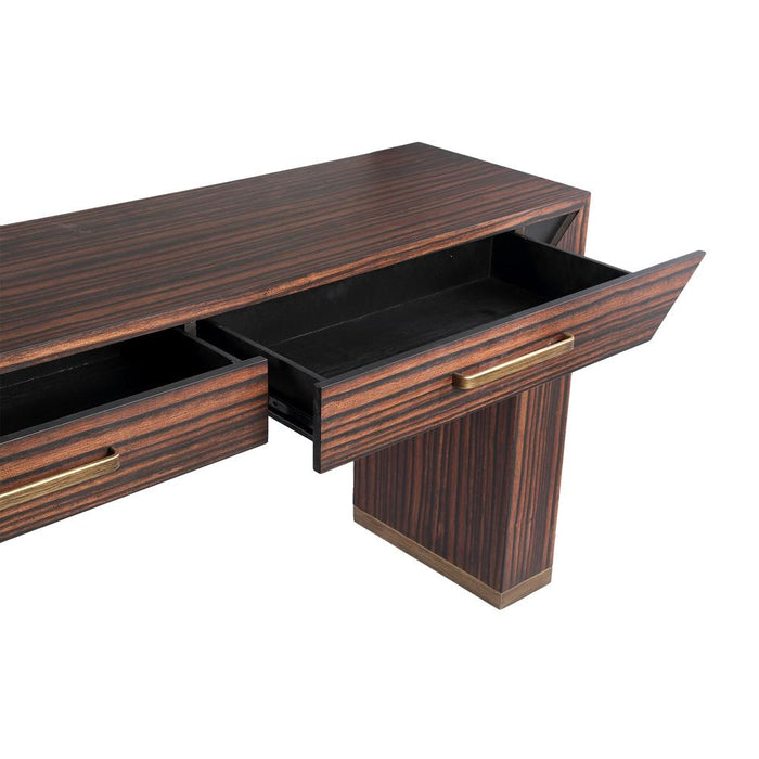 Bijzettafels Bijzettafel Tiess Bruin Houten Fineer Kast 2 Drawers-Bijzettafels-PTMD