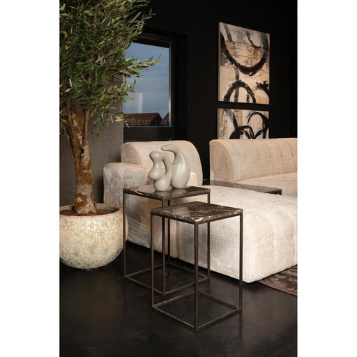 Bijzettafels Bijzettafel Volos Set 2 Side Tables Bruin Marmer-Bijzettafels-PTMD