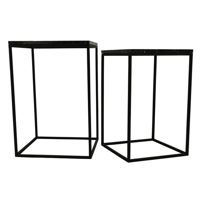 Bijzettafels Bijzettafel Volos Set 2 Side Tables Bruin Marmer-Bijzettafels-PTMD