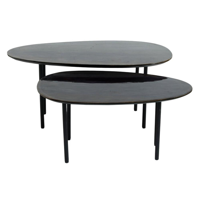 Bijzettafels Oxil Zwart Hout Bijzettafel Egg Shape Top SV2-Bijzettafels-PTMD