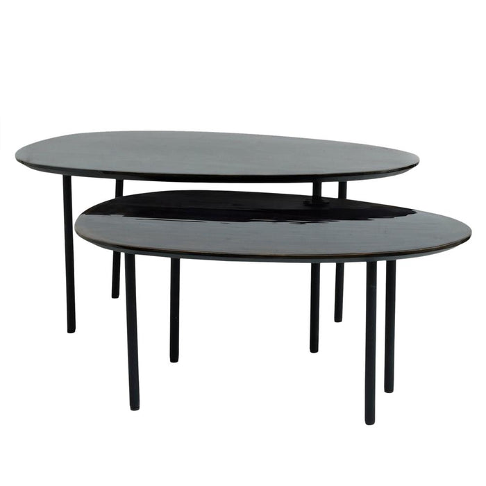 Bijzettafels Oxil Zwart Hout Bijzettafel Egg Shape Top SV2-Bijzettafels-PTMD