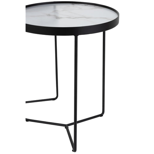 Bijzettafelset Marmer ijzer, MDF Wit 45x45x55 cm-Bijzettafels-J-Line