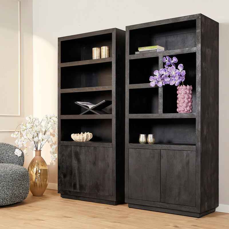Boekenkast Brussel Zwart 90 cm 90x45x200 cm-Boekenkasten-Starfurn
