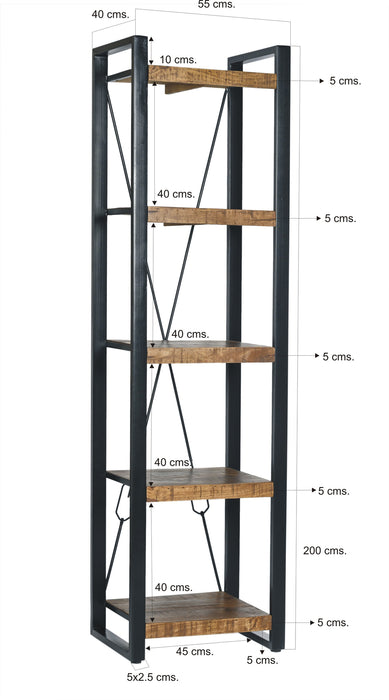 Boekenkast Nairobi Mangohout Naturel hout 55x40 cm-Boekenkasten-Livingfurn