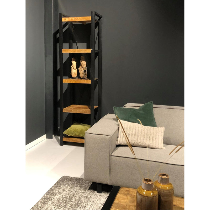 Boekenkast Nairobi Mangohout Naturel hout 55x40x200 cm 12406-Boekenkasten-Livingfurn