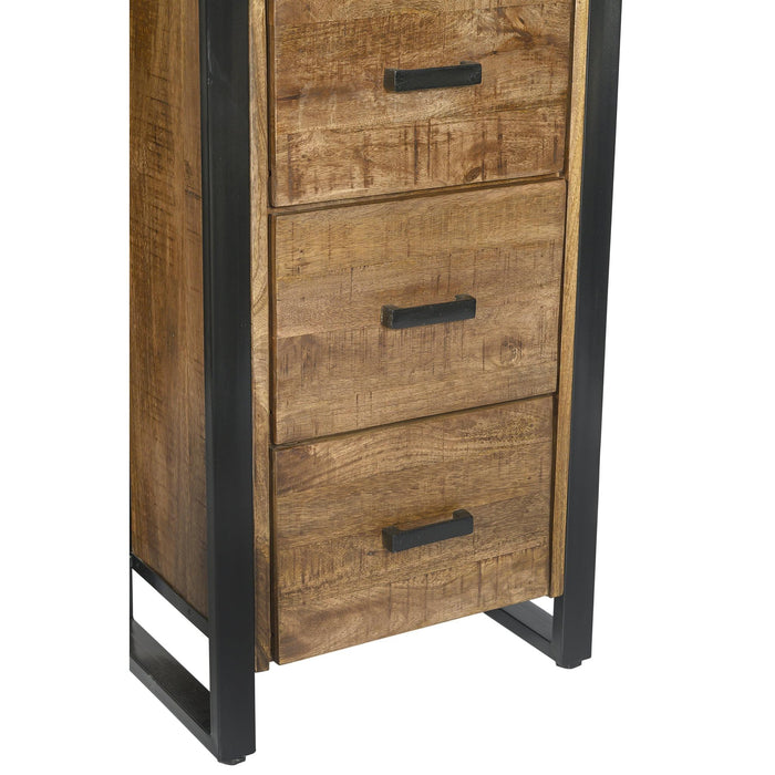 Boekenkast Nairobi Mangohout Naturel hout 55x40x200 cm 12413-Boekenkasten-Livingfurn