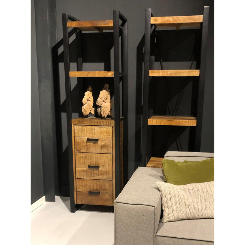 Boekenkast Nairobi Mangohout Naturel hout 55x40x200 cm 12413-Boekenkasten-Livingfurn