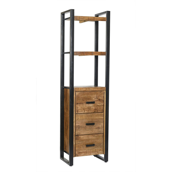 Boekenkast Nairobi Mangohout Naturel hout 55x40x200 cm 12413-Boekenkasten-Livingfurn