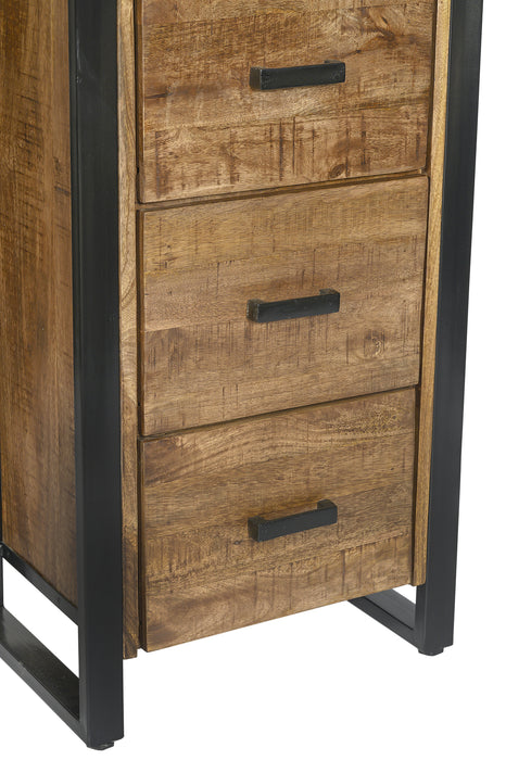 Boekenkast Nairobi Mangohout Naturel hout 55x40x200 cm-Boekenkasten-Livingfurn