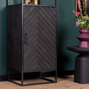 Boekenkast New York Mangohout en staal 1 deur 55x45x200 cm-Boekenkasten-Starfurn