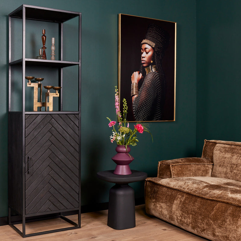 Boekenkast New York Mangohout en staal 1 deur 55x45x200 cm-Boekenkasten-Starfurn