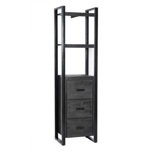 Boekenkast Norris Mangohout Zwart 55x40x200 cm 12409-Boekenkasten-Livingfurn