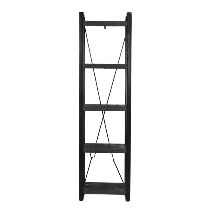 Boekenkast Norris Mangohout Zwart 55x40x200 cm 12440-Boekenkasten-Livingfurn