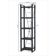 Boekenkast Norris Mangohout Zwart 55x40x200 cm 12440-Boekenkasten-Livingfurn