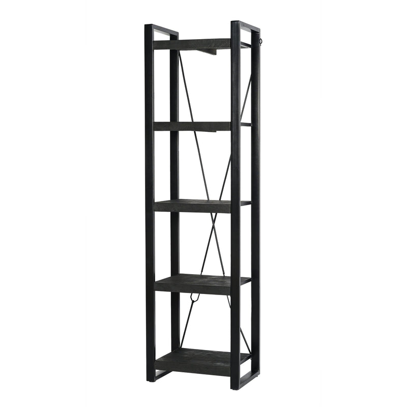 Boekenkast Norris Mangohout Zwart 55x40x200 cm 12440-Boekenkasten-Livingfurn