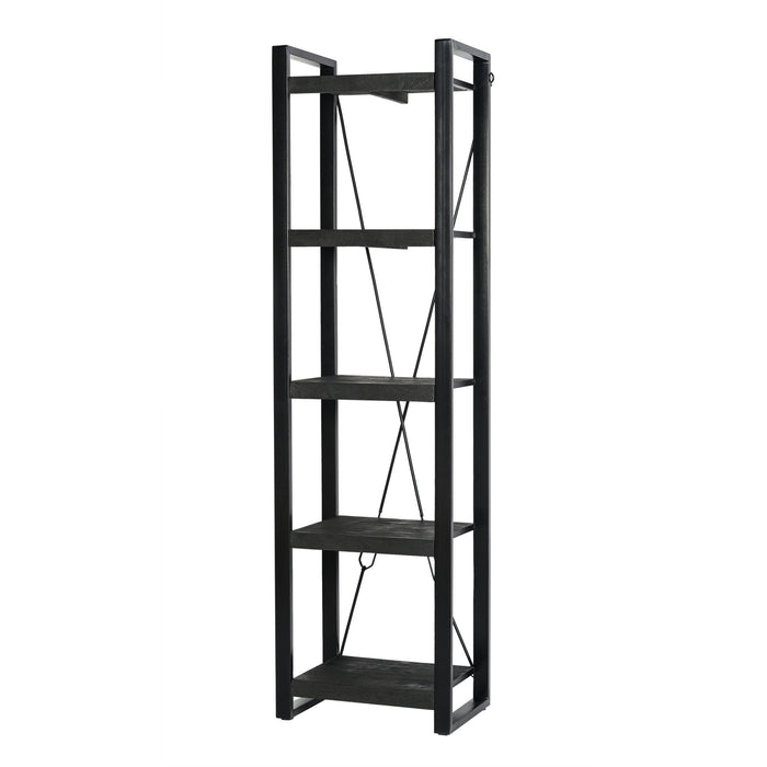 Boekenkast Norris Mangohout Zwart 55x40x200 cm 12440-Boekenkasten-Livingfurn