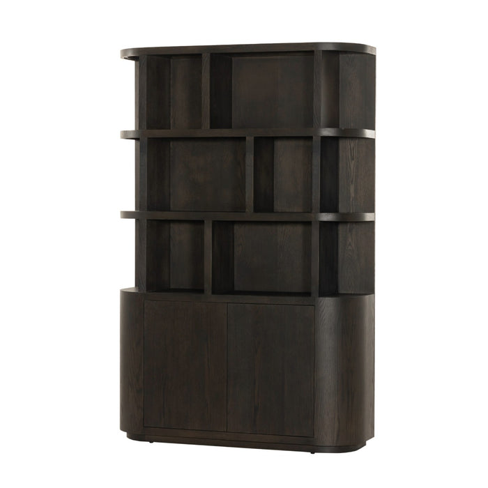 Boekenkast Novero Eikenhout fineer Bruin 145x40x220 cm-Boekenkasten-Livingfurn