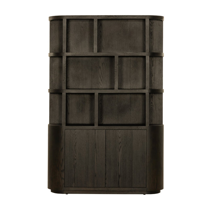 Boekenkast Novero Eikenhout fineer Bruin 145x40x220 cm-Boekenkasten-Livingfurn