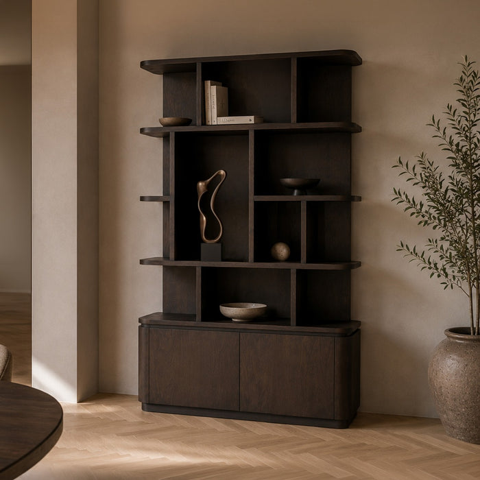 Boekenkast Rivano Eikenhout Fineer Bruin 145cm
