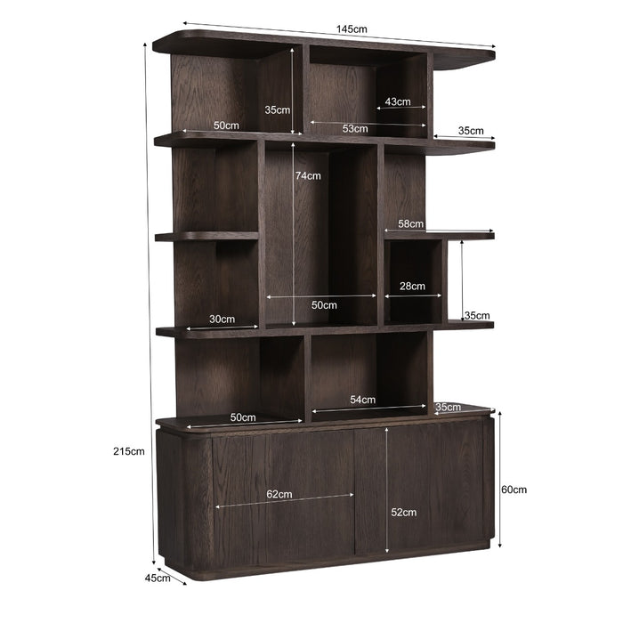 Boekenkast Rivano Eikenhout Fineer Bruin 145cm