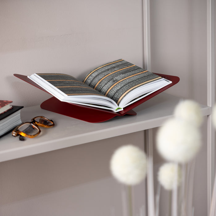 Boekenstandaard ATALANTA Staal Burgundy 36.6x24x10.5cm-Wandplanken-Spinder