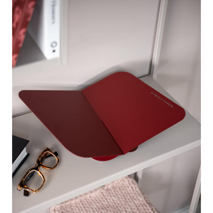 Boekenstandaard ATALANTA Staal Burgundy 36.6x24x10.5cm-Wandplanken-Spinder