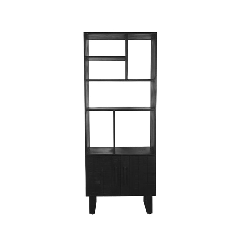 Boekkast Santos Zwart Mangohout Boekkast 74x40x190 cm-Boekenkasten-LABEL51