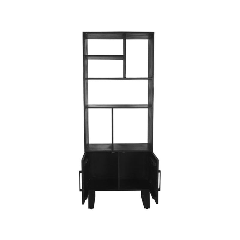 Boekkast Santos Zwart Mangohout Boekkast 74x40x190 cm-Boekenkasten-LABEL51