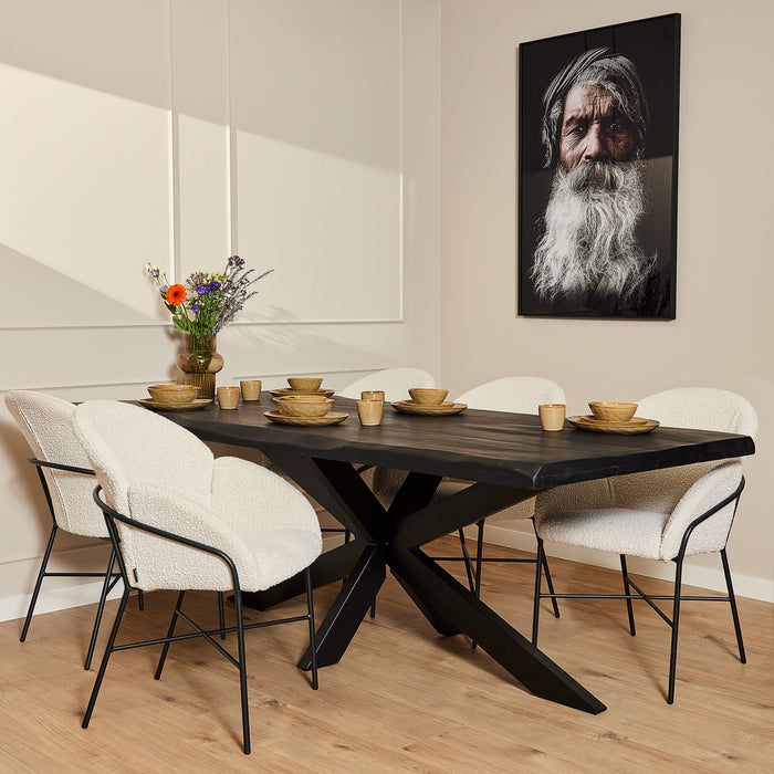 Boomstamtafel Boston Zwart - 200 cm-Eettafels-Starfurn