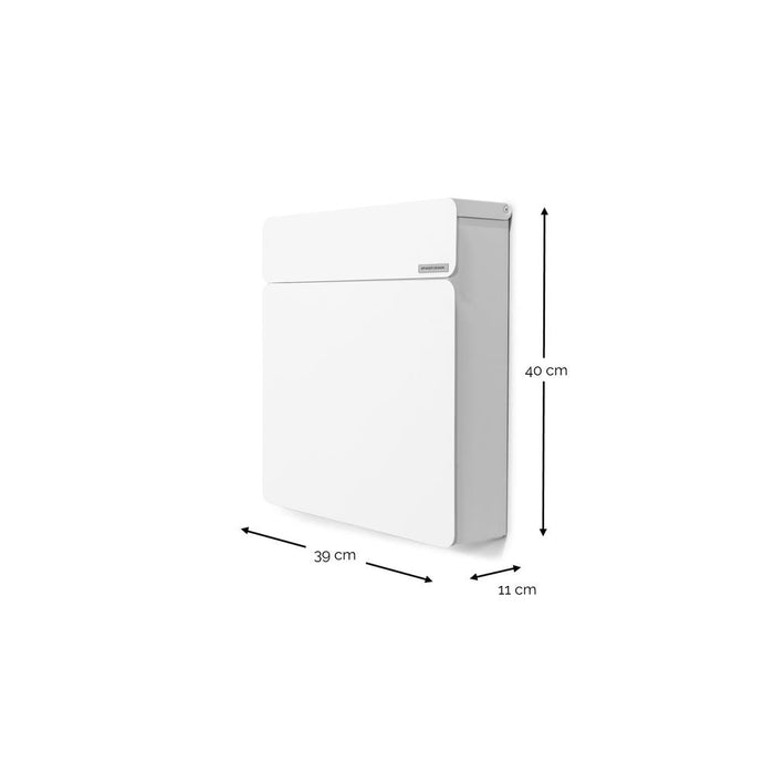 Brievenbus INBOX Staal Wit 39x11x40cm Spinder Design-Wanddecoratie-Spinder