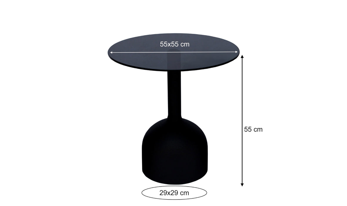 Brix Bijzettafel Glas Zwart 55 cm-Livingfurn