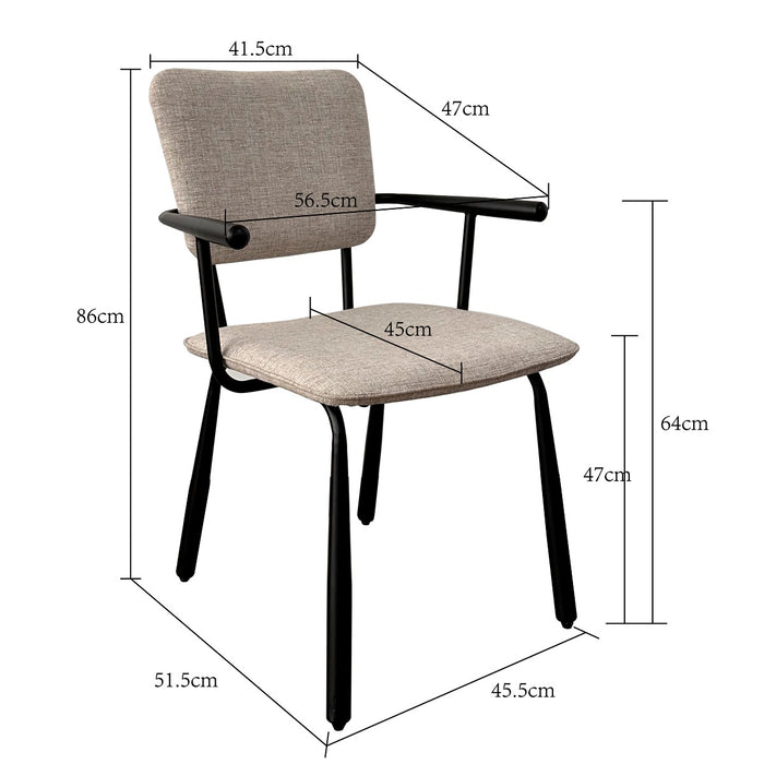 Brix Eetkamerstoel Beige 56 cm - Stof, gecoat staal-Eetkamerstoelen-Livingfurn