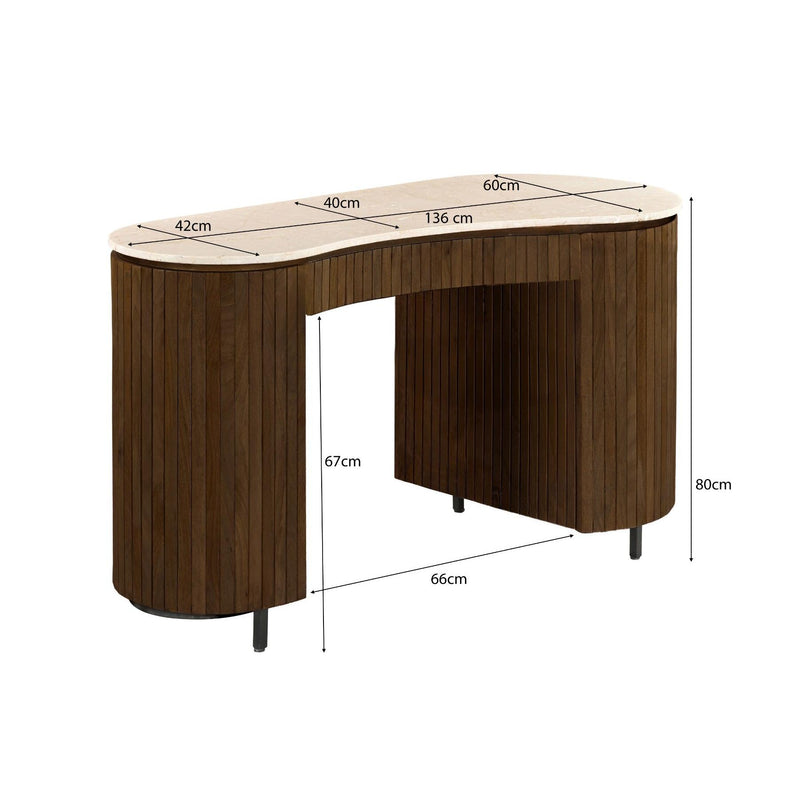 Brix Eettafel Mangohout Beige 136x60 cm Beige, bruin-Bureaus-Livingfurn