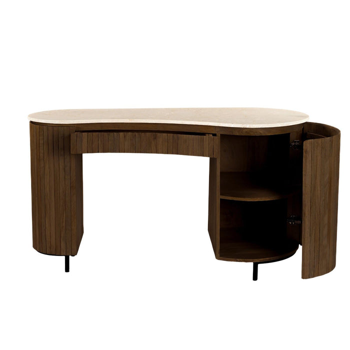 Brix Eettafel Mangohout Beige 136x60 cm - Beige, bruin-Eettafels-Livingfurn