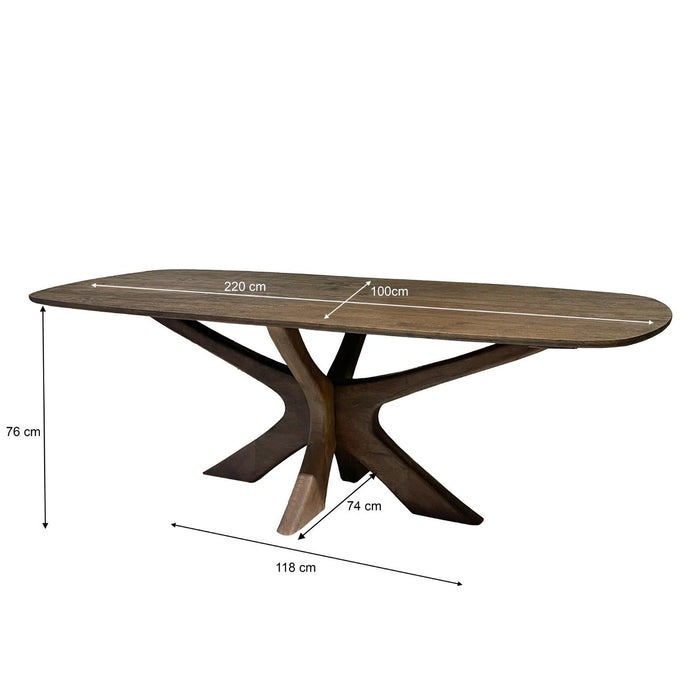 Brix Eettafel Mangohout Bruin 220x100 cm-Eettafels-Livingfurn