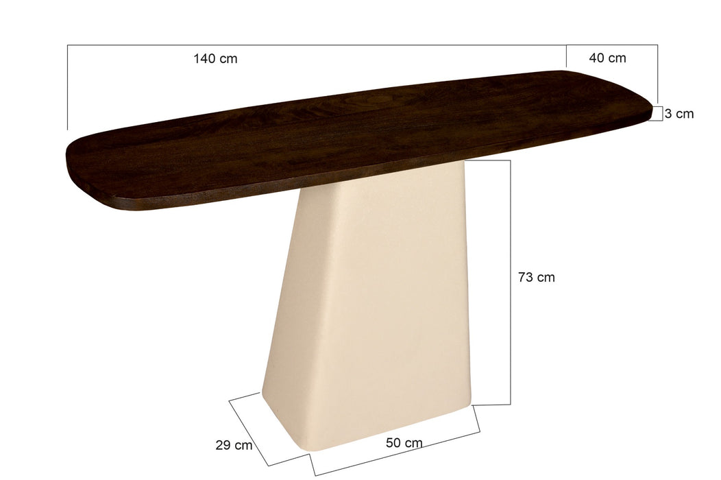 Brix Eettafel Mangohout Crème wit 140x40 cm-Eettafels-Livingfurn