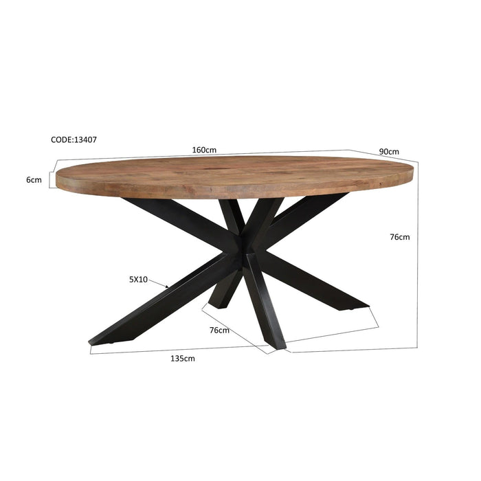 Brix Eettafel Mangohout Naturel hout 160x90 cm-Eettafels-Livingfurn