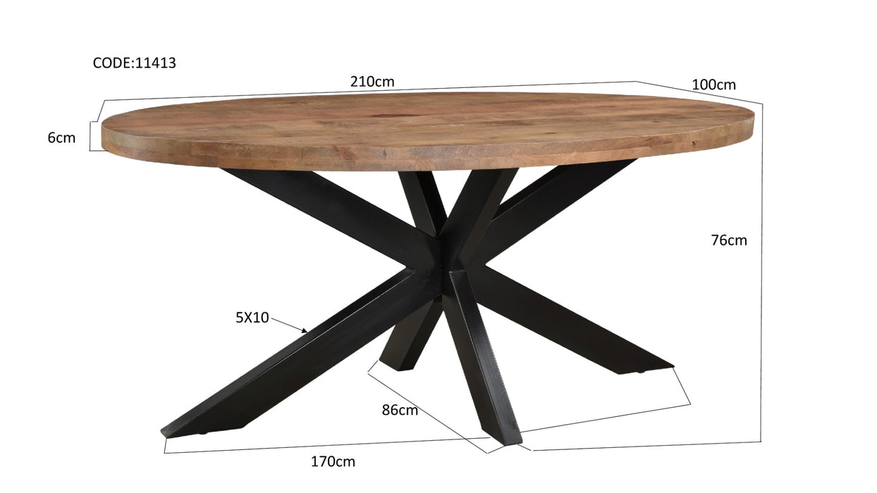 Brix Eettafel Mangohout Naturel hout 210x100 cm-Eettafels-Livingfurn