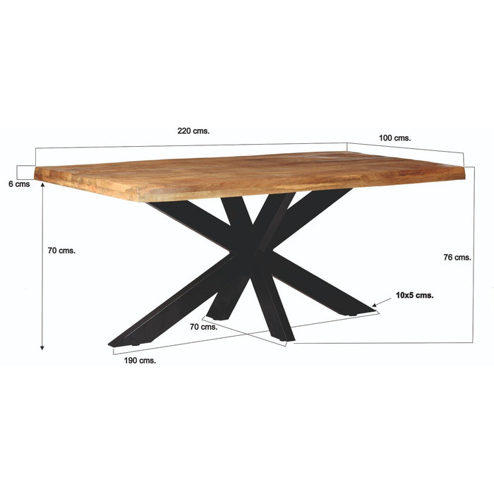Brix Eettafel Mangohout Naturel hout 220x100 cm - 11978-Eettafels-Livingfurn