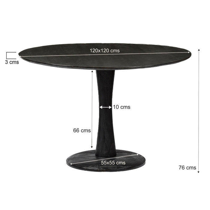 Brix Eettafel Mangohout Zwart 120 cm-Eettafels-Livingfurn