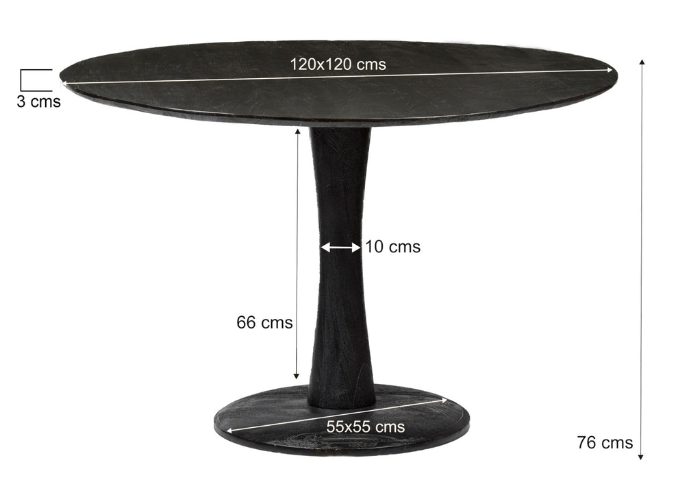 Brix Eettafel Mangohout Zwart 120 cm-Eettafels-Livingfurn