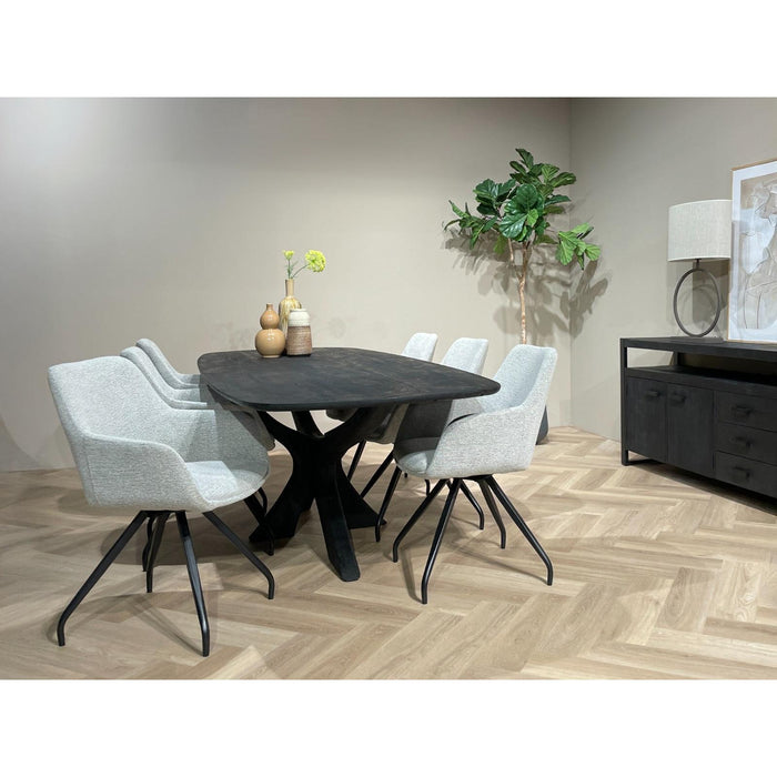 Brix Eettafel Mangohout Zwart 220x100 cm-Eettafels-Livingfurn