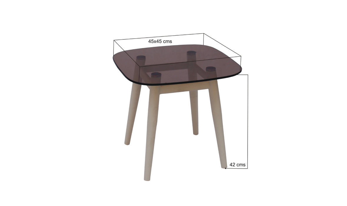 Bijzettafel Merle Rookglas Beige 45cm
