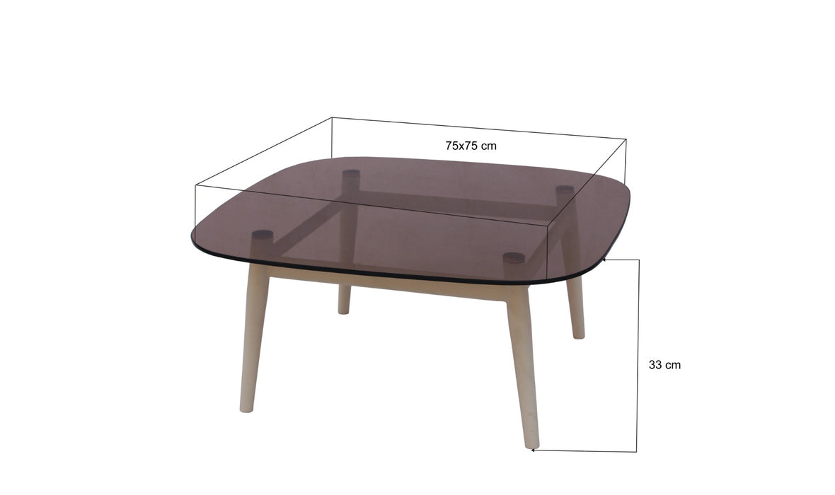 Bijzettafel Merle Rookglas Beige 75cm