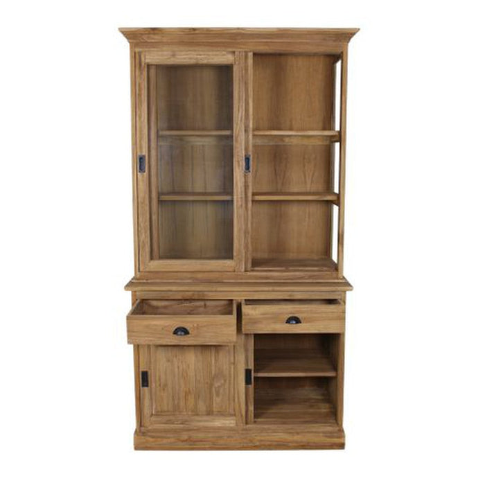 Buffetkast - 120x50x215 - Naturel - Teak/glas-Opbergkasten-HSM Collection