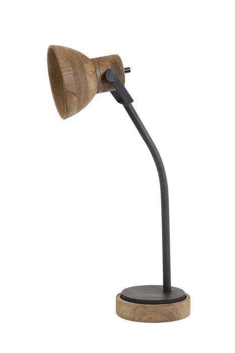 Bureaulamp 30x18x64 cm IMBERT hout bruin+mat zwart-Tafellampen-Light & Living