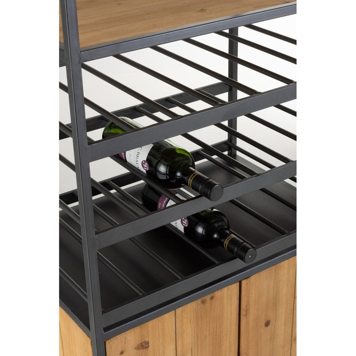 Cabinet For Wine Bottles + Glasses Metaal | Hout Natuurlijk-Wijnkasten-J-Line