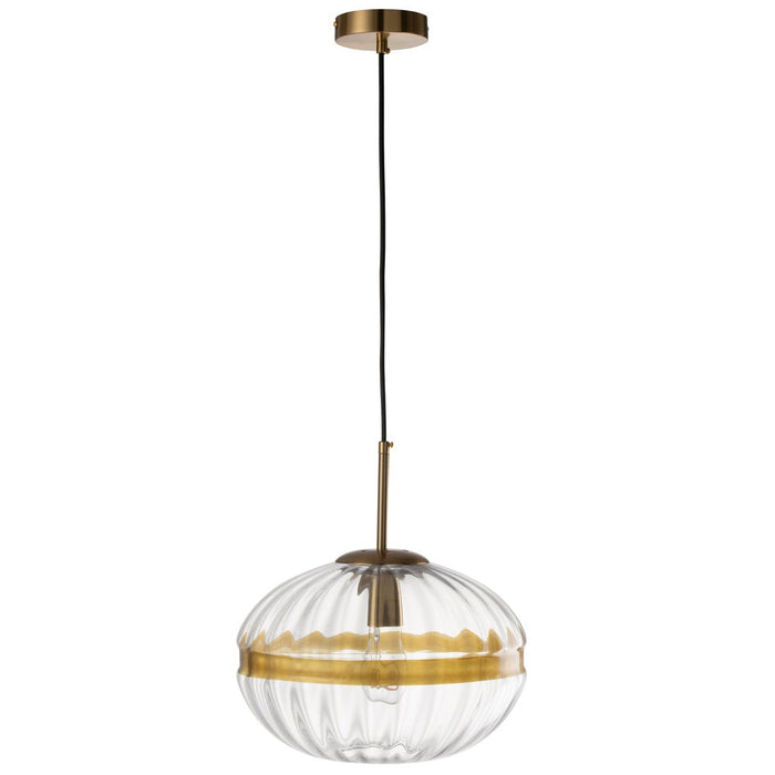 Ceiling Lamp Oval Iron/Glass Transparent/Gold-Hanglampen-J-Line